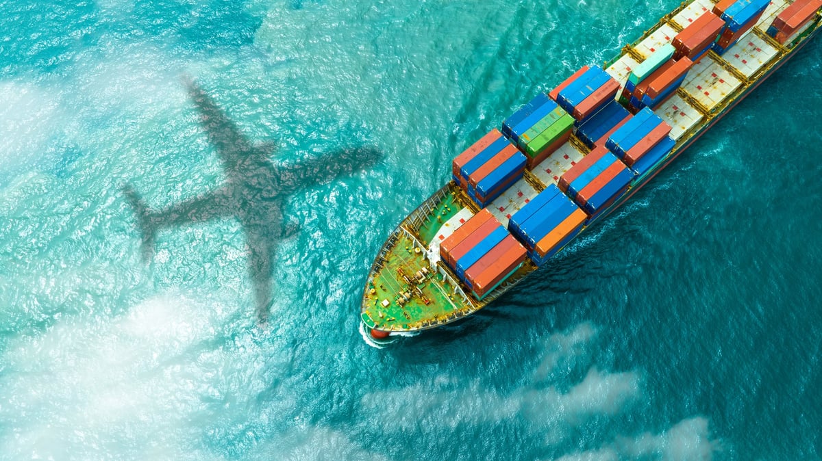 Aerial view of shipping port